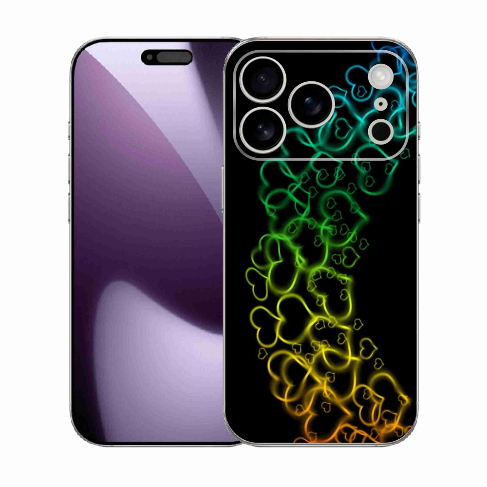 Gelový kryt mmCase na iPhone 17 Pro - barevná srdíčka