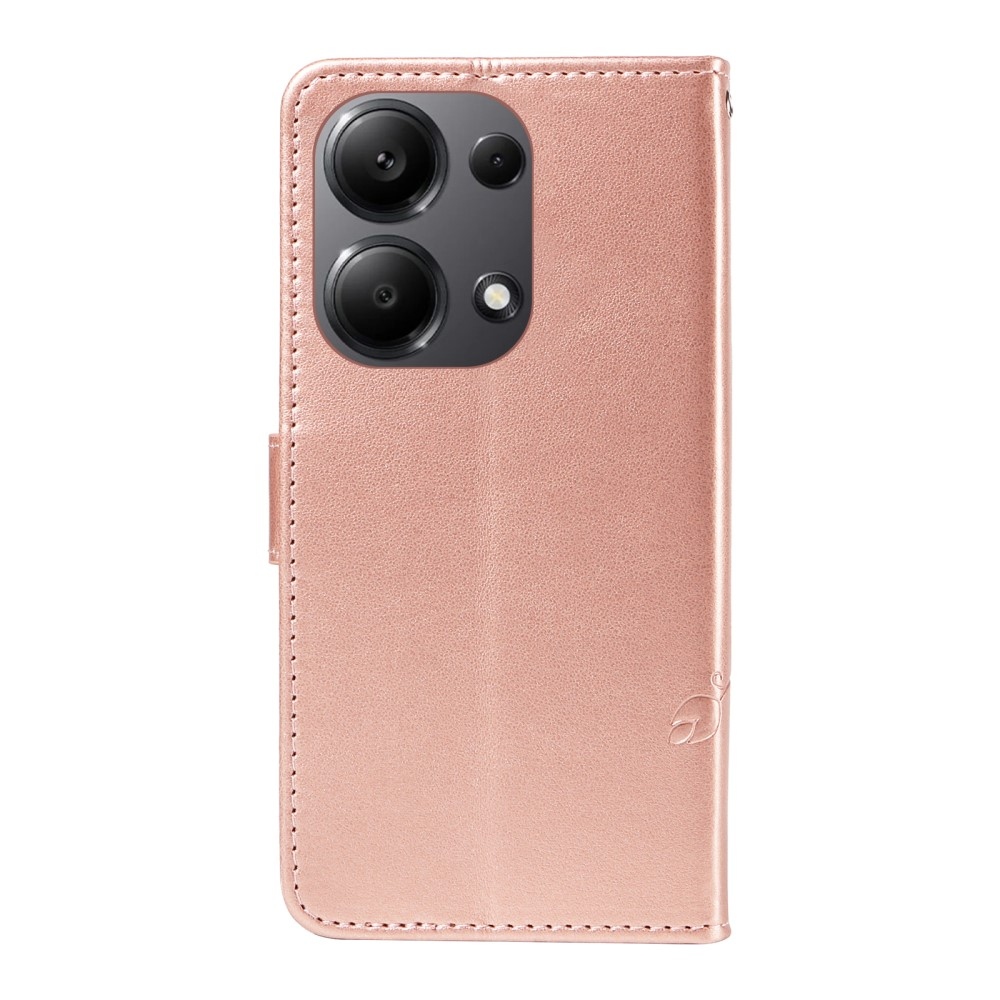 Flowers knížkové pouzdro na Xiaomi Redmi Note 13 Pro 4G/Poco M6 Pro - růžovozlaté