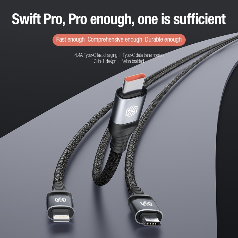Nillkin Datový Kabel Swift Pro 3v1 1,5m Black