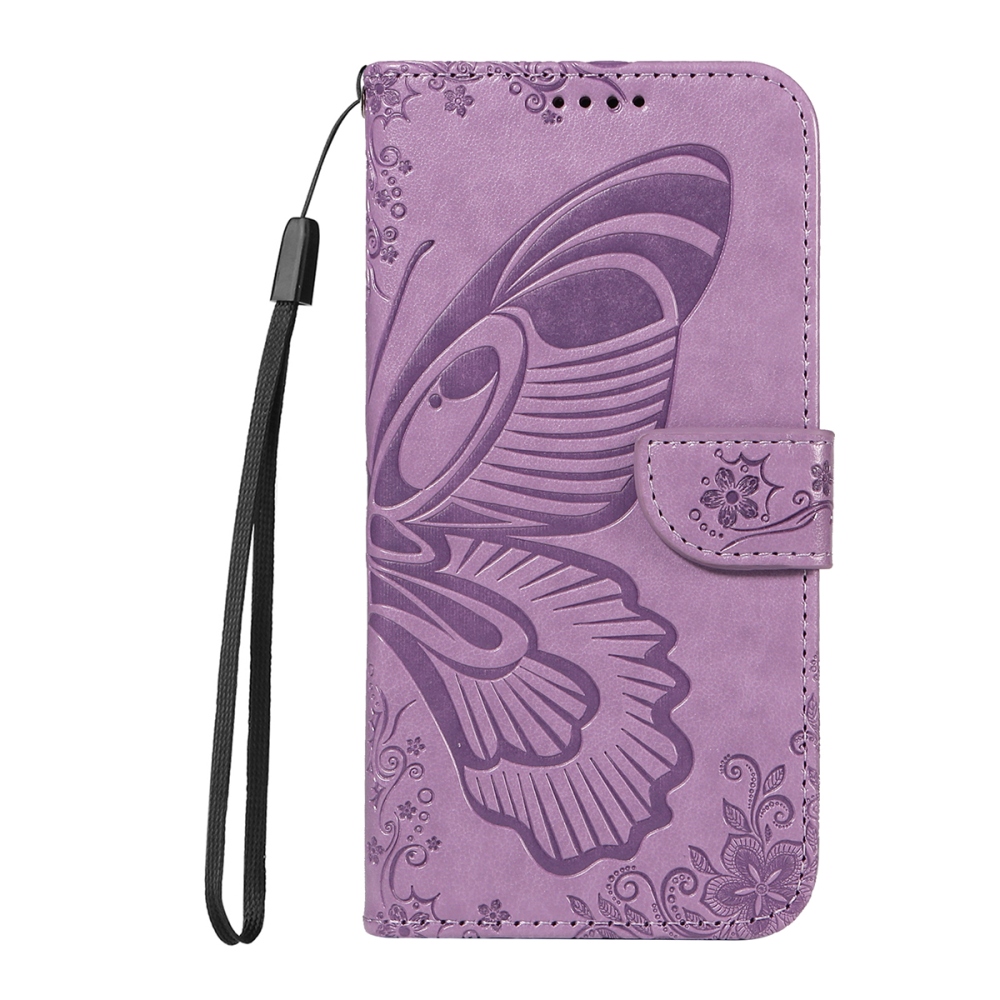 Floral Butterfly knížkové pouzdro na iPhone 17 - světlefialové