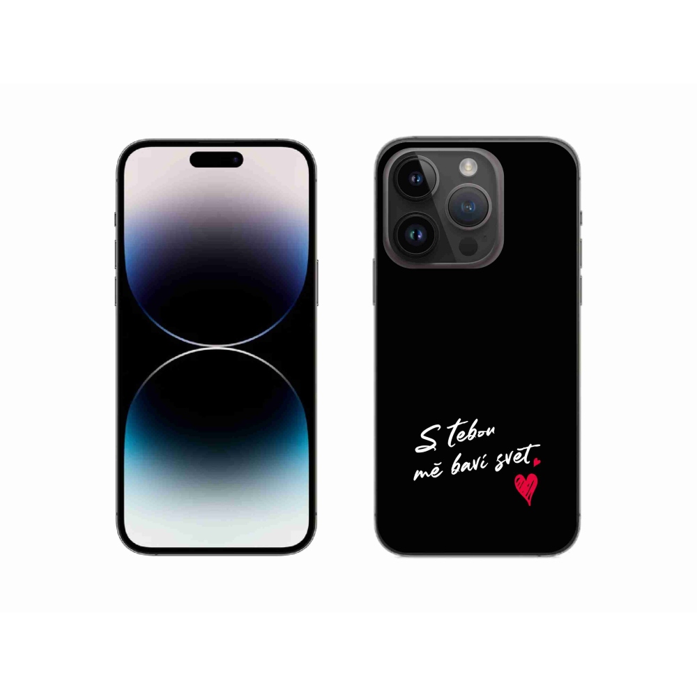Gelový kryt mmCase na iPhone 14 Pro 6.1 - zamilovaný text 1 černé pozadí