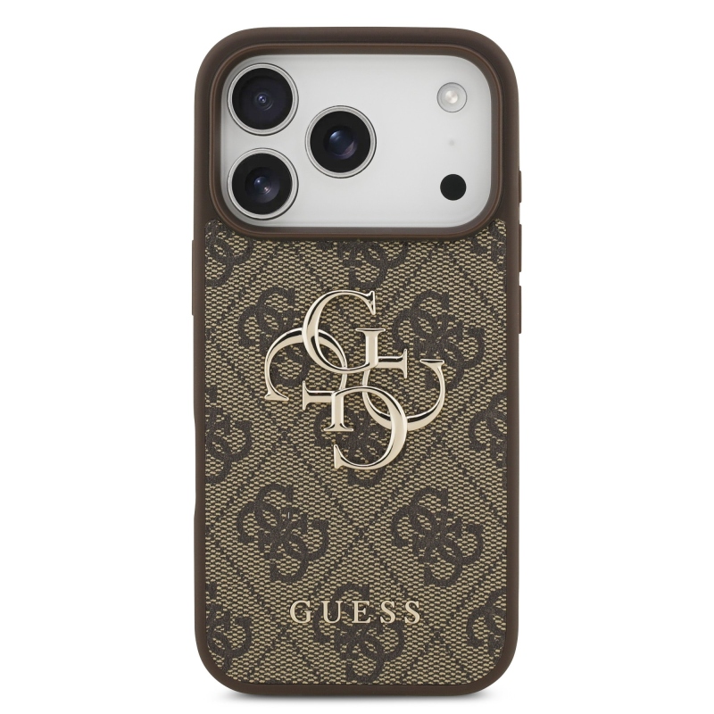 Guess PU 4G Metal Logo Zadní Kryt pro iPhone 17 Pro Brown