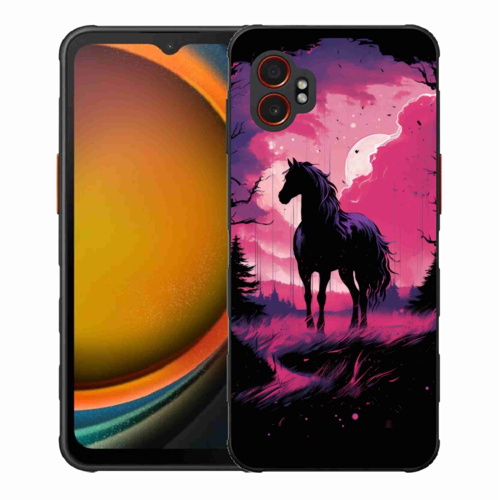 Gelový kryt mmCase na Samsung Galaxy Xcover 7 Pro - černý kreslený kůň 1