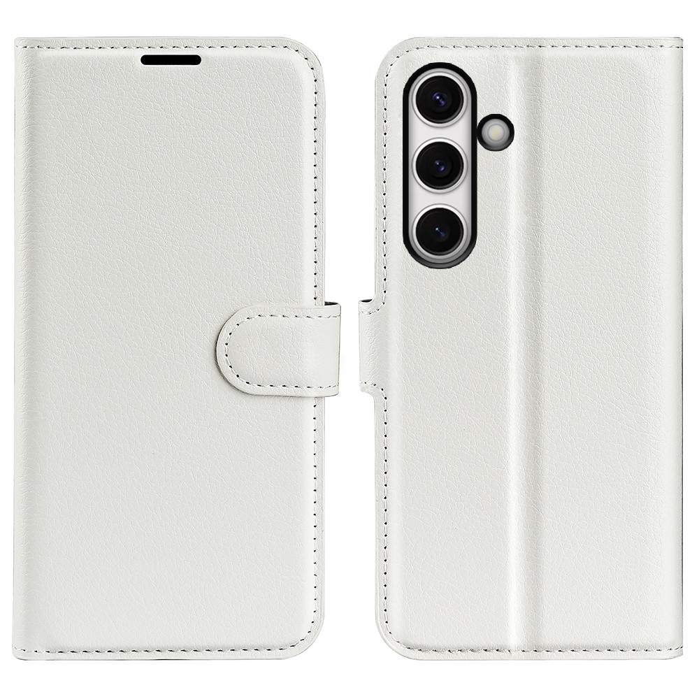 Litchi knížkové pouzdro na Samsung Galaxy S24 FE - bílé