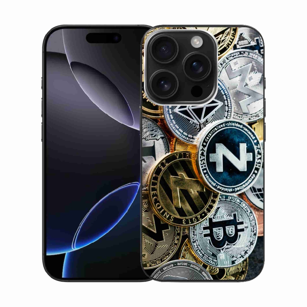 Gelový kryt mmCase na iPhone 16 Pro - kryptoměny