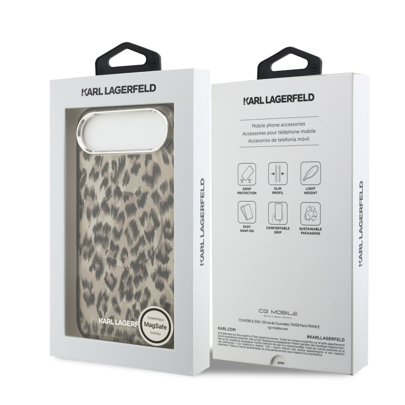Karl Lagerfeld IML Leopard MagSafe Zadní Kryt pro iPhone Air Brown