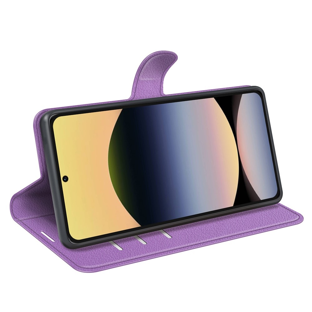Litchi knížkové pouzdro na Xiaomi Redmi Note 14S - fialové