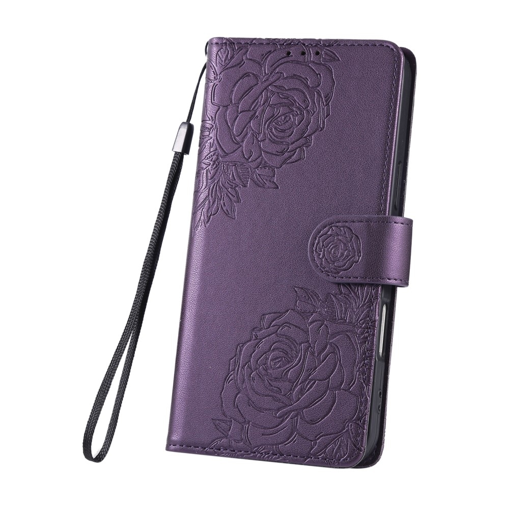 Rose knížkové pouzdro na Xiaomi Poco M7 Pro 5G/Note 14 5G - tmavěfialové
