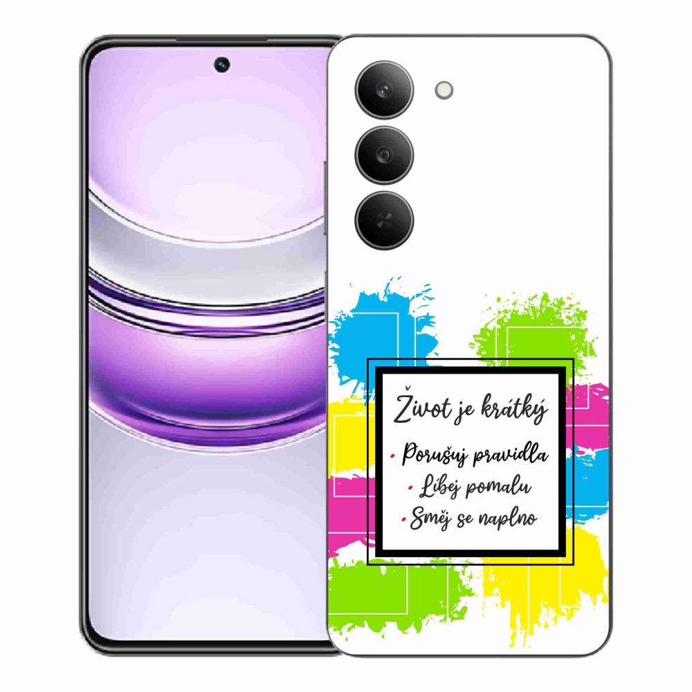 Gelový kryt mmCase na Realme 14x 5G - citát 5 bílé pozadí