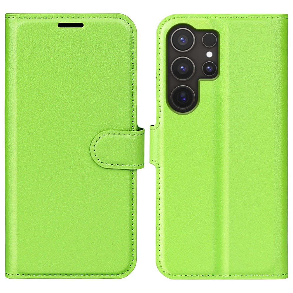 Litchi knížkové pouzdro na Samsung Galaxy S25 Ultra - zelené