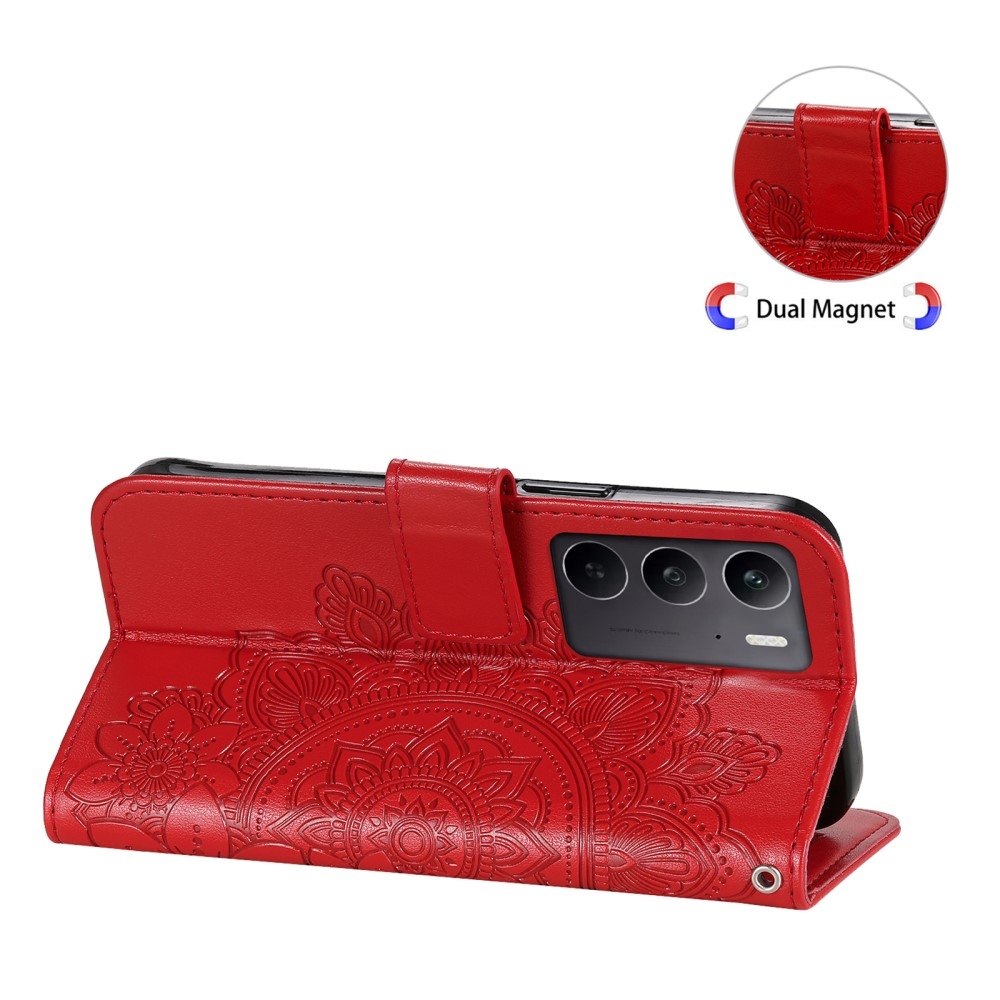 Mandala knížkové pouzdro na Realme C75 - červené