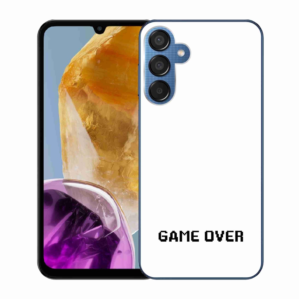 Gelový kryt mmCase na Samsung Galaxy M15 5G - game over bílé pozadí
