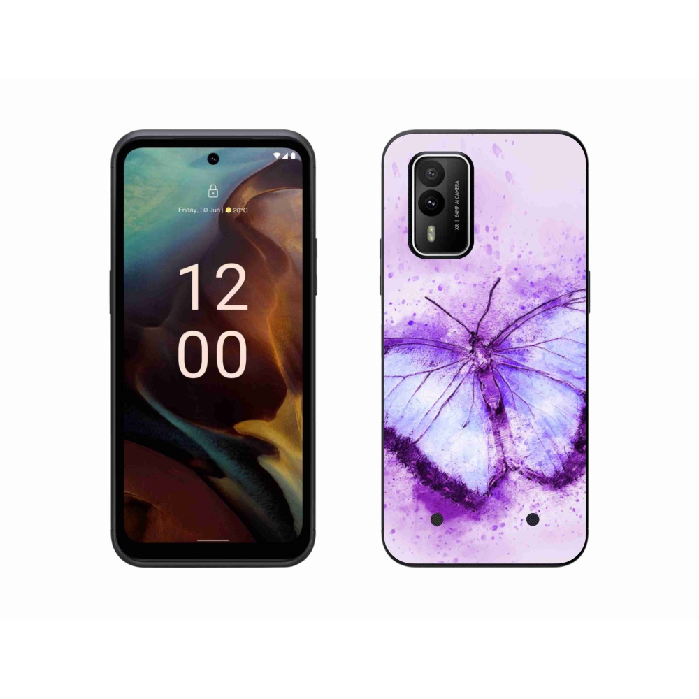 Gelový kryt mmCase na Nokia XR21 - fialový motýl