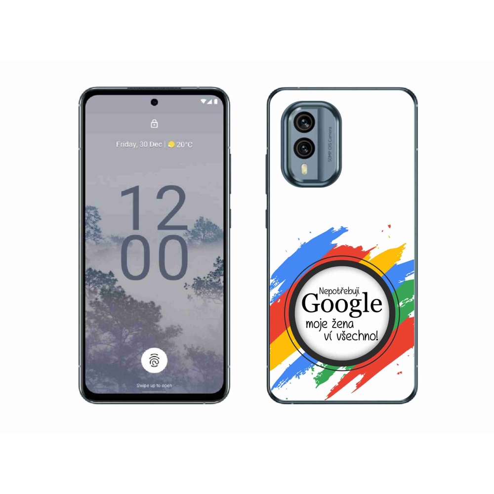 Gelový kryt mmCase na Nokia X30 5G - žena ví všechno bílé pozadí