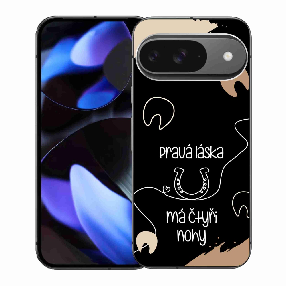Gelový kryt mmCase na Google Pixel 9/9 Pro - koňský motiv černé pozadí