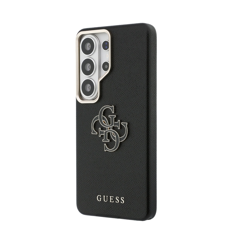 Guess PU 4G Resin Metal Logo Zadní Kryt pro Samsung Galaxy S26 Ultra Black