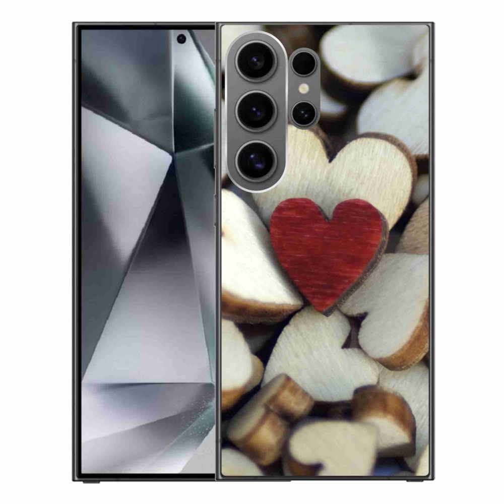 Gelový kryt mmCase na Samsung Galaxy S24 Ultra - gravírované červené srdce 