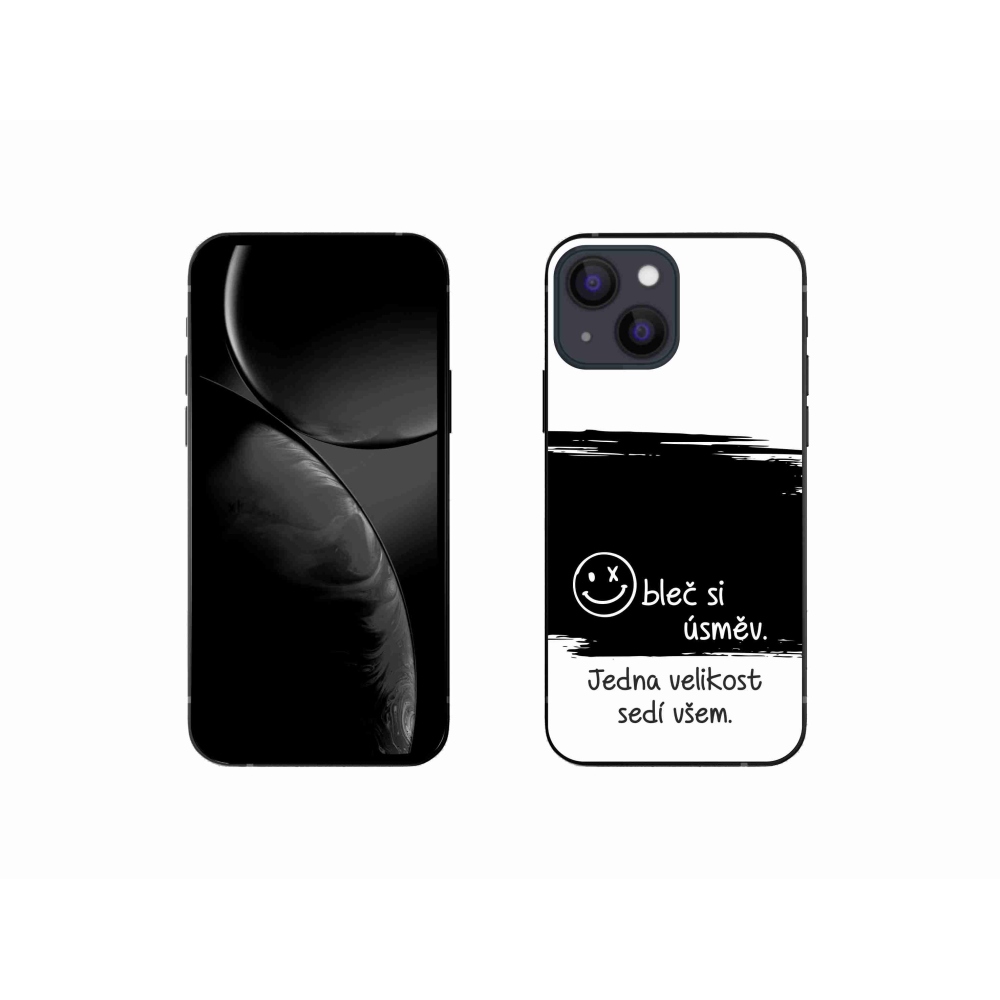 Gelový kryt mmCase na iPhone 13 mini 5.4 - vtipný text 8 černobílé pozadí