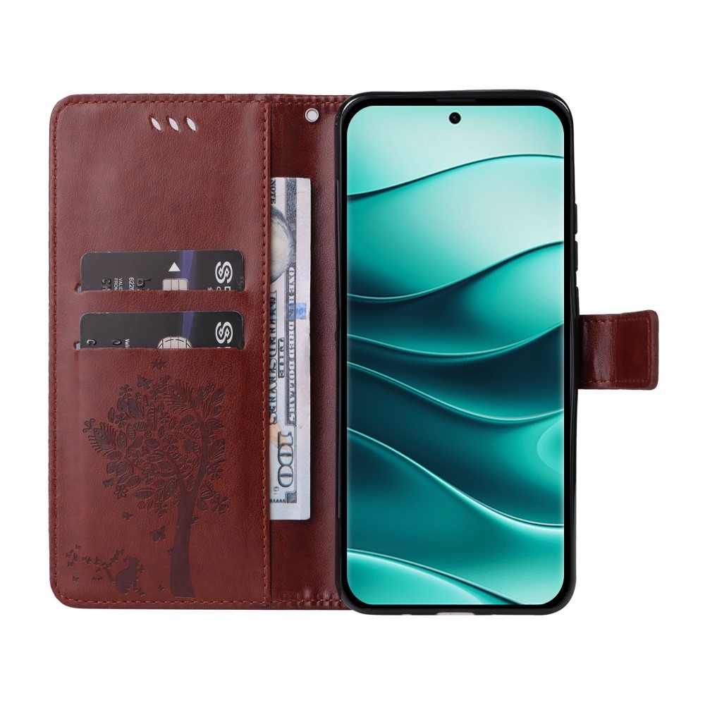 Trees knížkové pouzdro na Xiaomi Redmi Note 14 Pro 5G/Poco X7 5G/Note 14 Pro+ 5G - hnědé