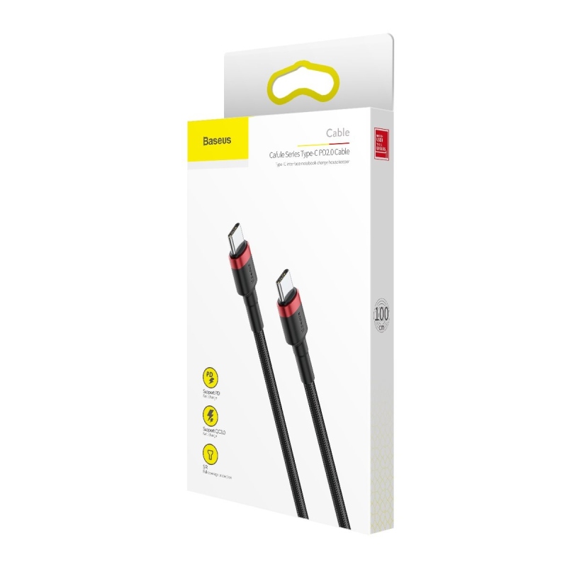 Baseus Cafule Flash Charging Datový Kabel USB-C - USB-C 60W 1m Red/Black