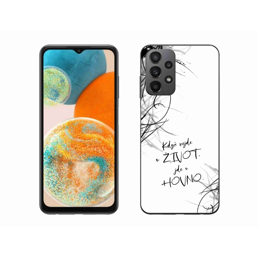 Gelový kryt mmCase na Samsung Galaxy A23 4G/5G - vtipný text 16 bílé pozadí