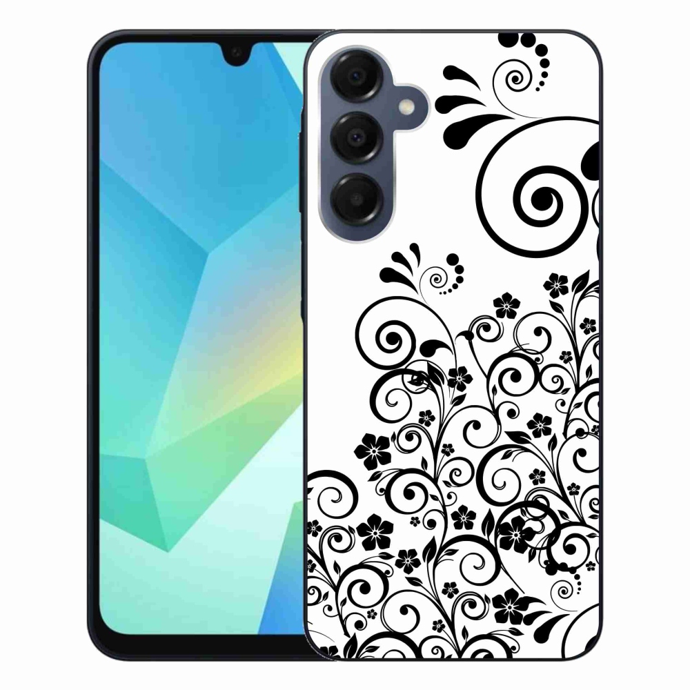 Gelový kryt mmCase na Samsung Galaxy A16 4G/5G - černobílé květinové vzory