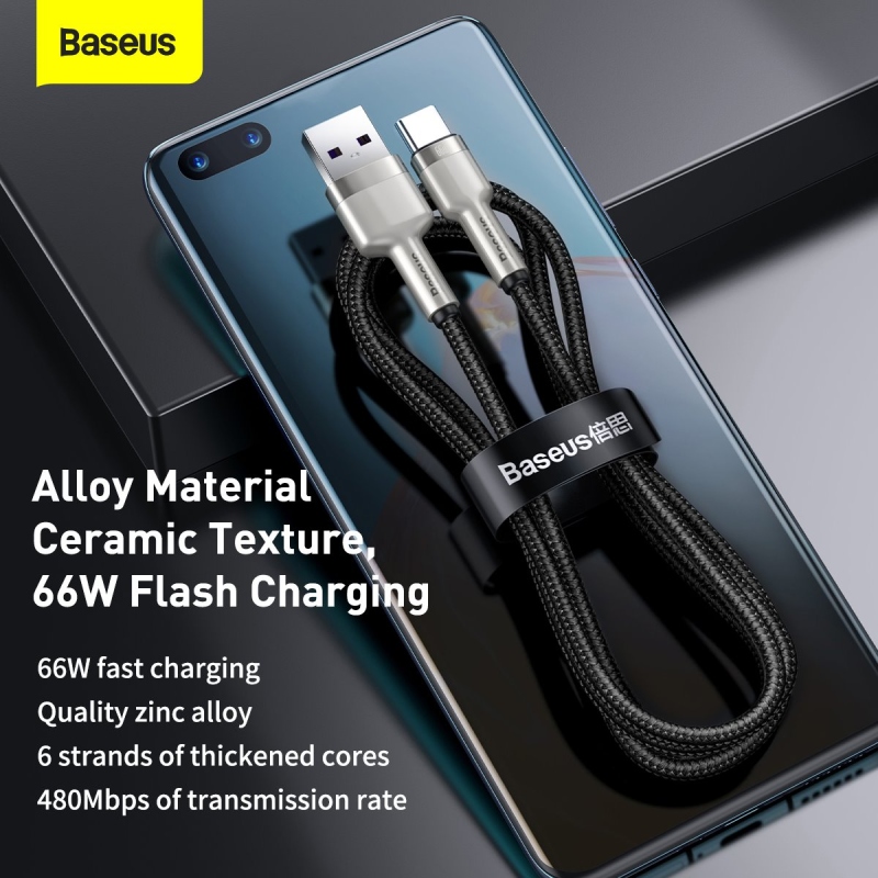 Baseus Cafule Metal Series Datový Kabel USB-A - USB-C 66W 2m Black