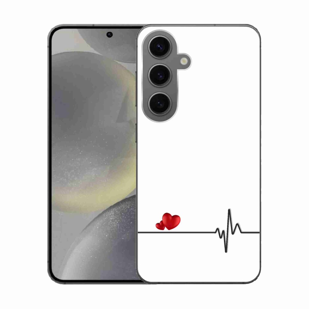 Gelový kryt mmCase na Samsung Galaxy S24 - srdce a tep bílé pozadí