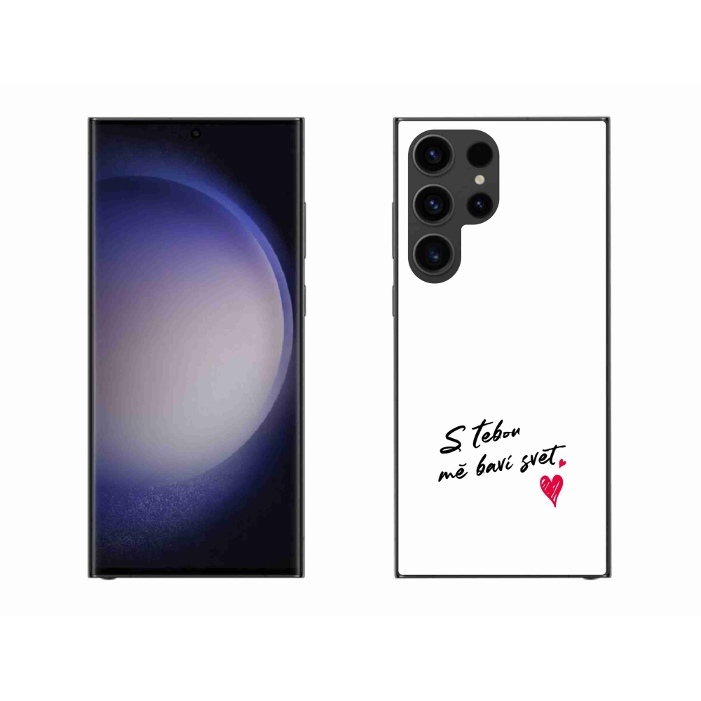 Gelový kryt mmCase na Samsung Galaxy S23 Ultra 5G - zamilovaný text 1 bílé pozadí
