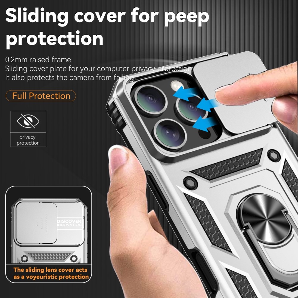 Slide odolný kryt na iPhone 16 Pro - stříbrný