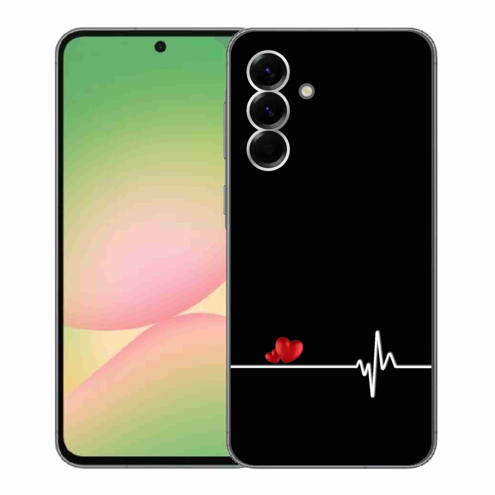 Gelový kryt mmCase na Samsung Galaxy A56 5G - srdce a tep černé pozadí