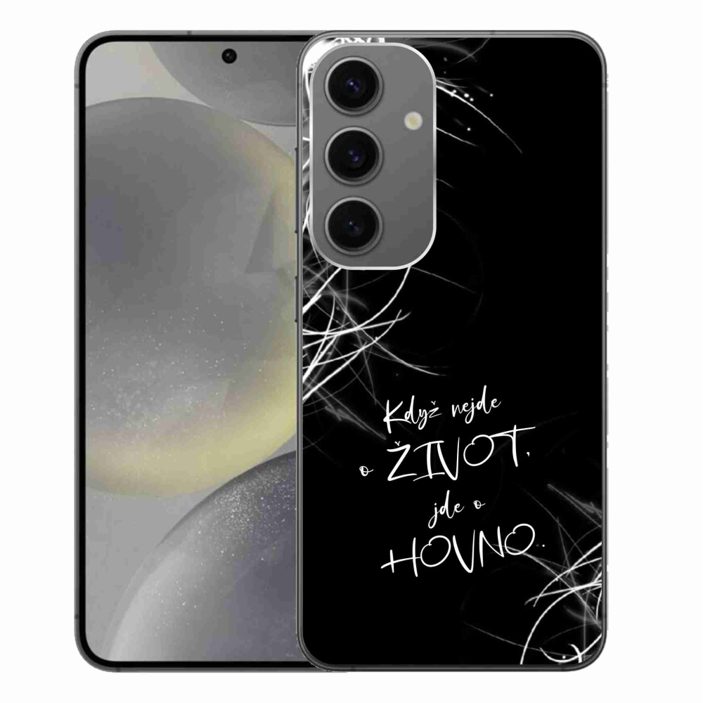 Gelový kryt mmCase na Samsung Galaxy S24+ - vtipný text 16 černé pozadí