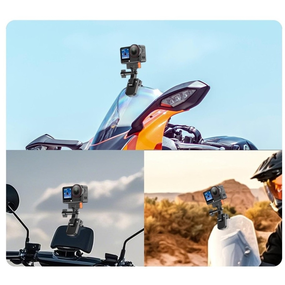 Držák akční kamery na motocyklové plexi s otočnou hlavou 180°