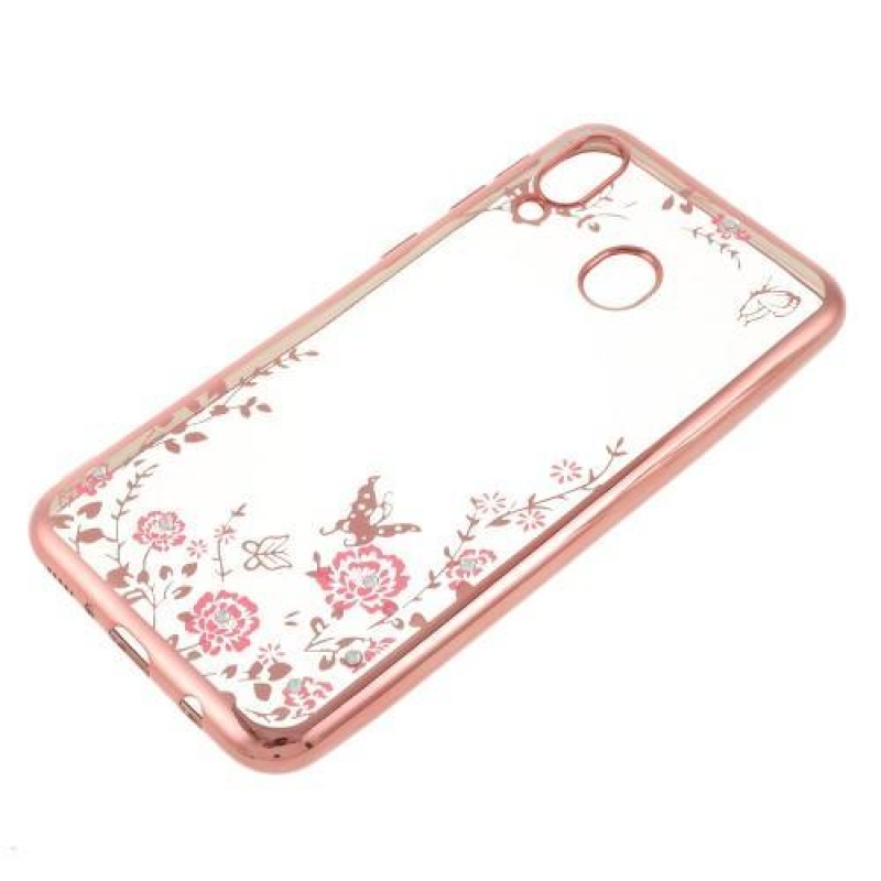Electroplated gelový obal na mobil Samsung Galaxy M20 - růžovozlatý