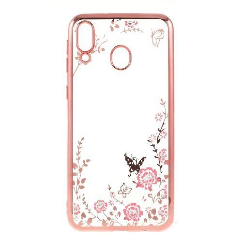 Electroplated gelový obal na mobil Samsung Galaxy M20 - růžovozlatý
