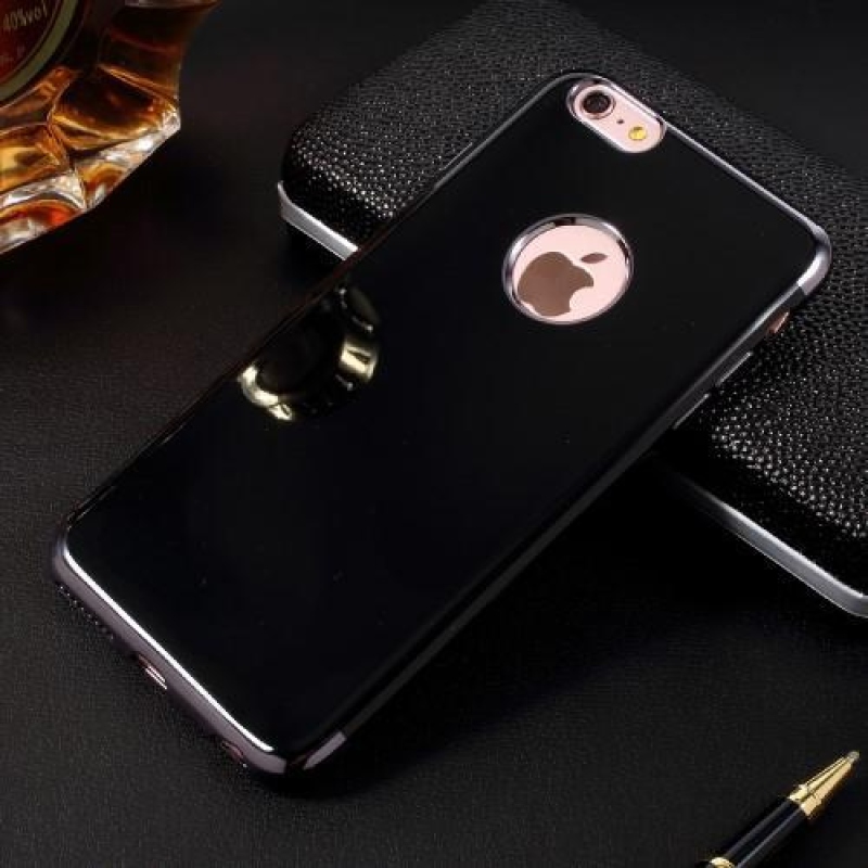 Elegant gelový obal s kontrastním lemem na iPhone 6s Plus a 6 Plus - černý