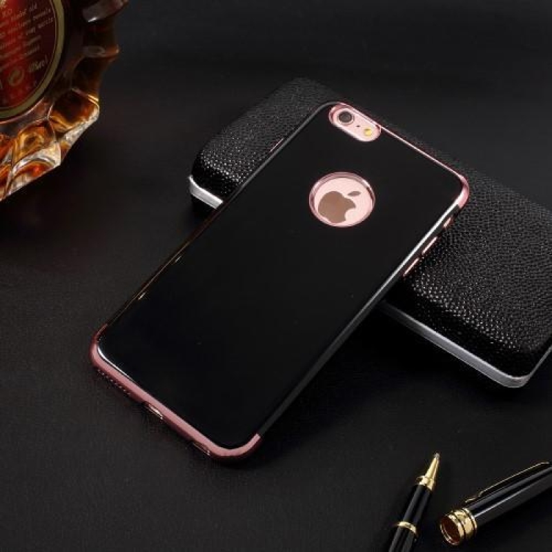 Elegant gelový obal s kontrastním lemem na iPhone 6s Plus a 6 Plus - rosegold