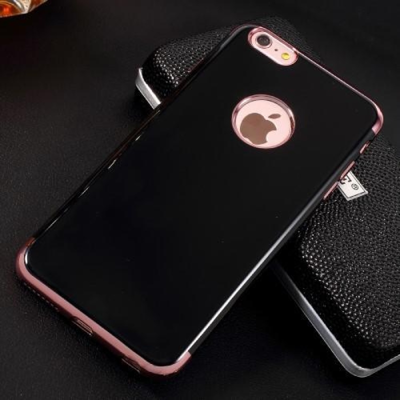 Elegant gelový obal s kontrastním lemem na iPhone 6s Plus a 6 Plus - rosegold