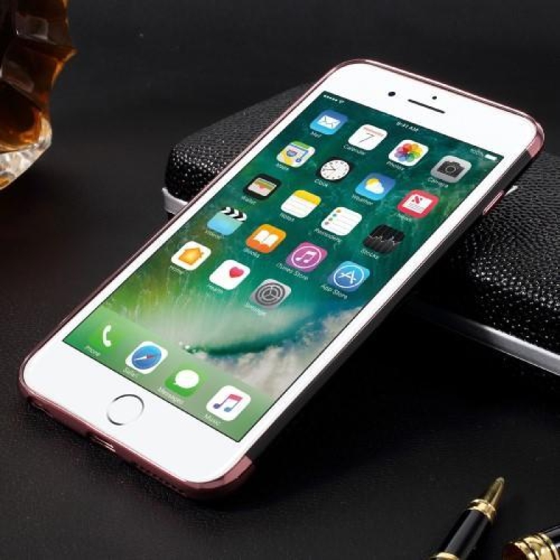 Elegant gelový obal s kontrastním lemem na iPhone 6s Plus a 6 Plus - rosegold
