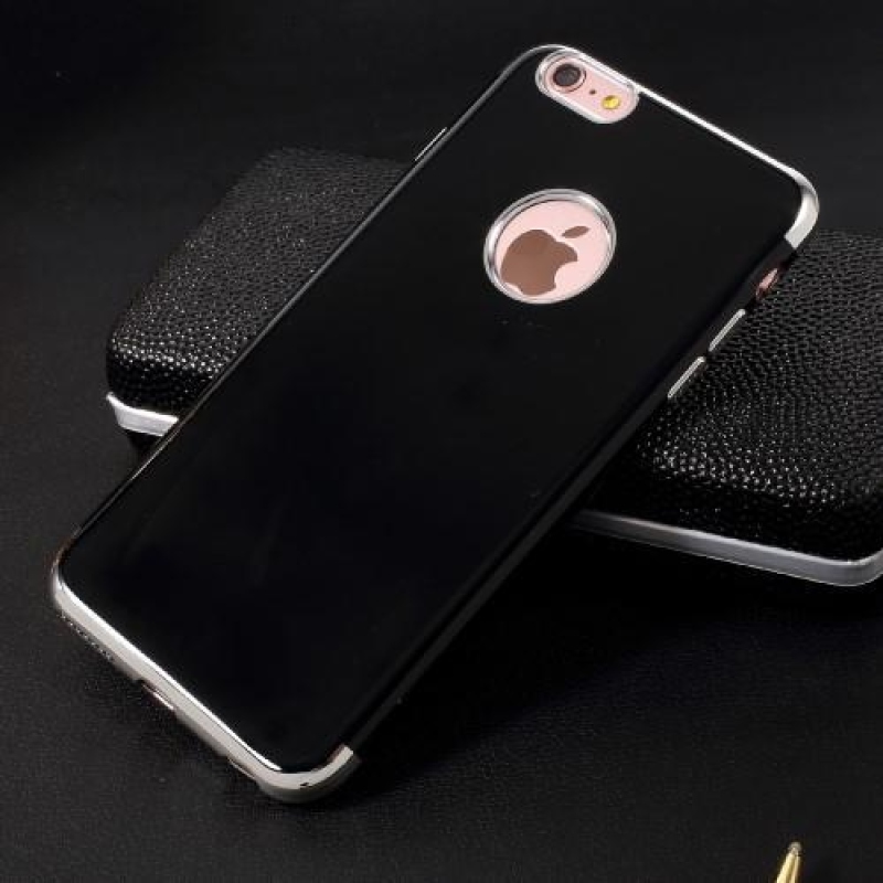 Elegant gelový obal s kontrastním lemem na iPhone 6s Plus a 6 Plus - stříbrný