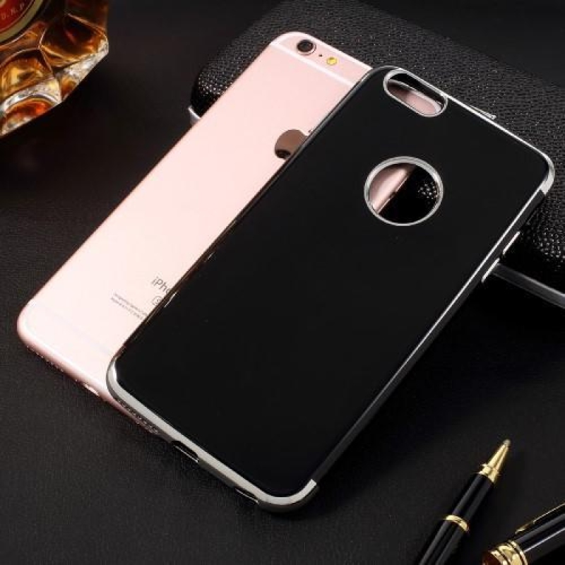 Elegant gelový obal s kontrastním lemem na iPhone 6s Plus a 6 Plus - stříbrný