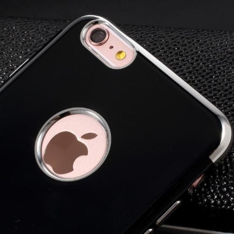 Elegant gelový obal s kontrastním lemem na iPhone 6s Plus a 6 Plus - stříbrný