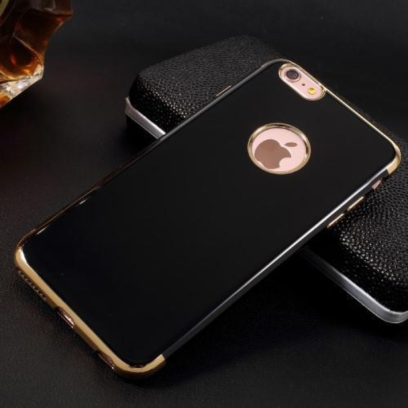 Elegant gelový obal s kontrastním lemem na iPhone 6s Plus a 6 Plus - zlatý