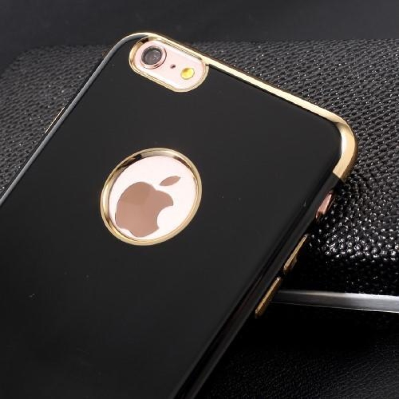 Elegant gelový obal s kontrastním lemem na iPhone 6s Plus a 6 Plus - zlatý