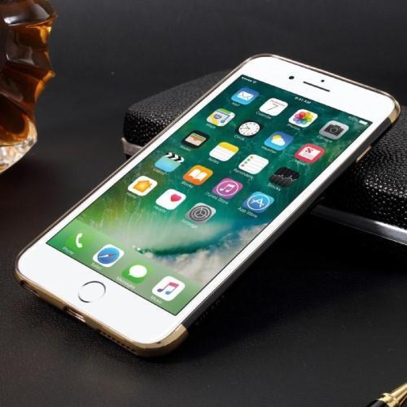 Elegant gelový obal s kontrastním lemem na iPhone 6s Plus a 6 Plus - zlatý