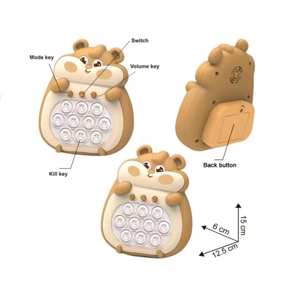 Elektronická reakční hra s bublinkovým panelem pro děti – hnědá