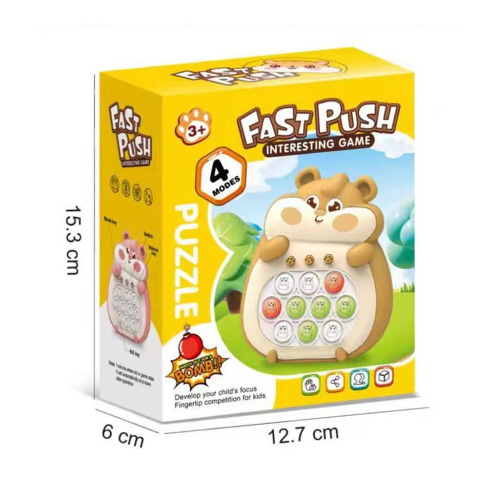 Elektronická reakční hra s bublinkovým panelem pro děti – hnědá