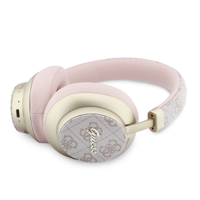 Guess PU 4G Gold Script Metal Logo ENC Bezdrátová Sluchátka Pink
