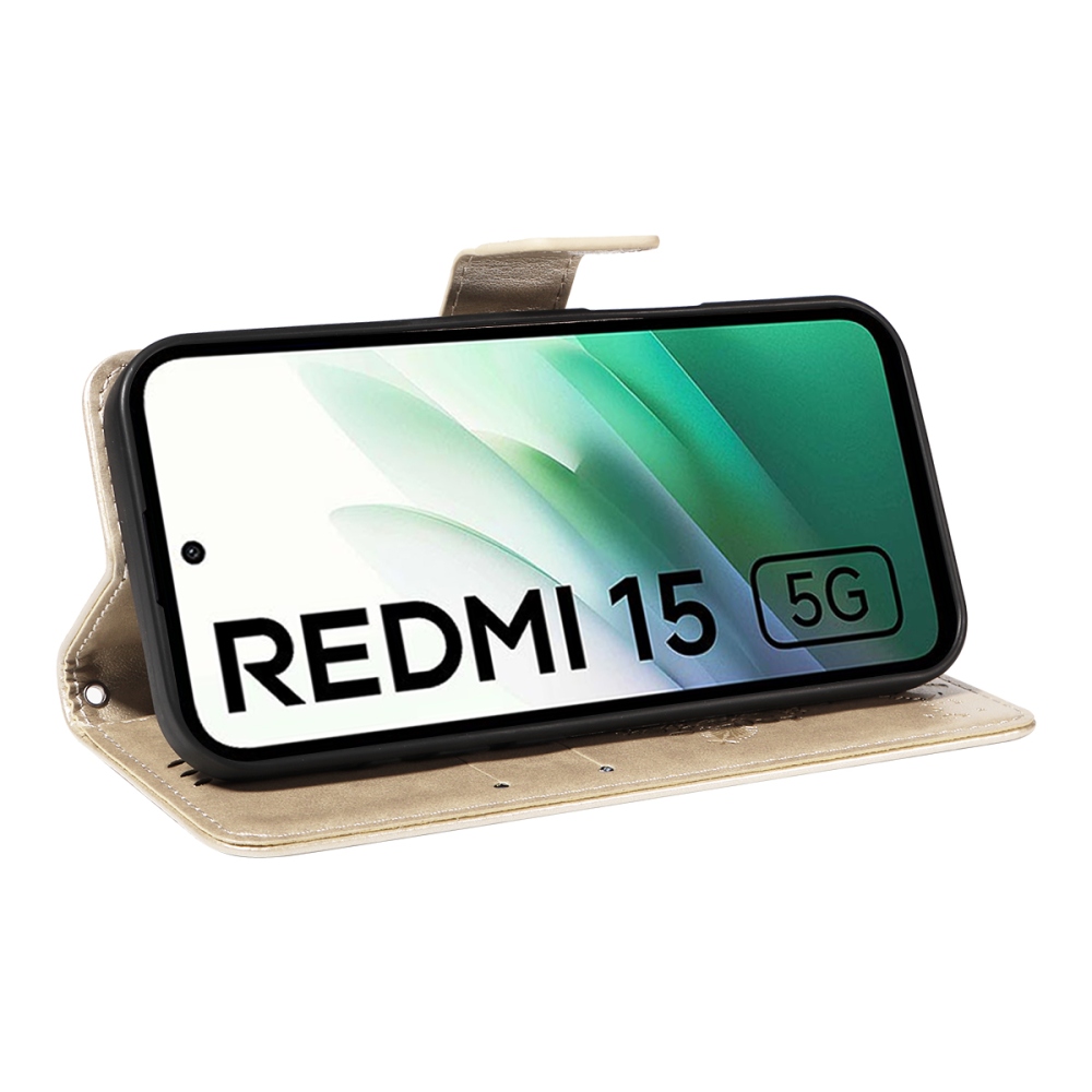 Trees knížkové pouzdro na Xiaomi Redmi 15 4G (171mm) - zlaté