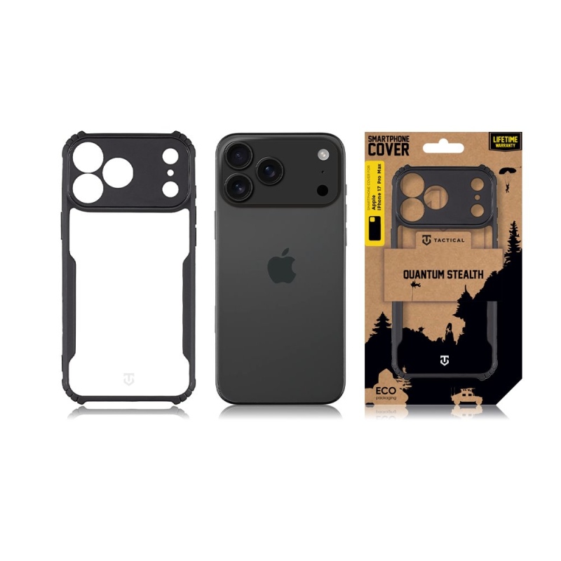 Tactical Quantum Stealth Kryt pro Apple iPhone 17 Pro Max Clear/Black